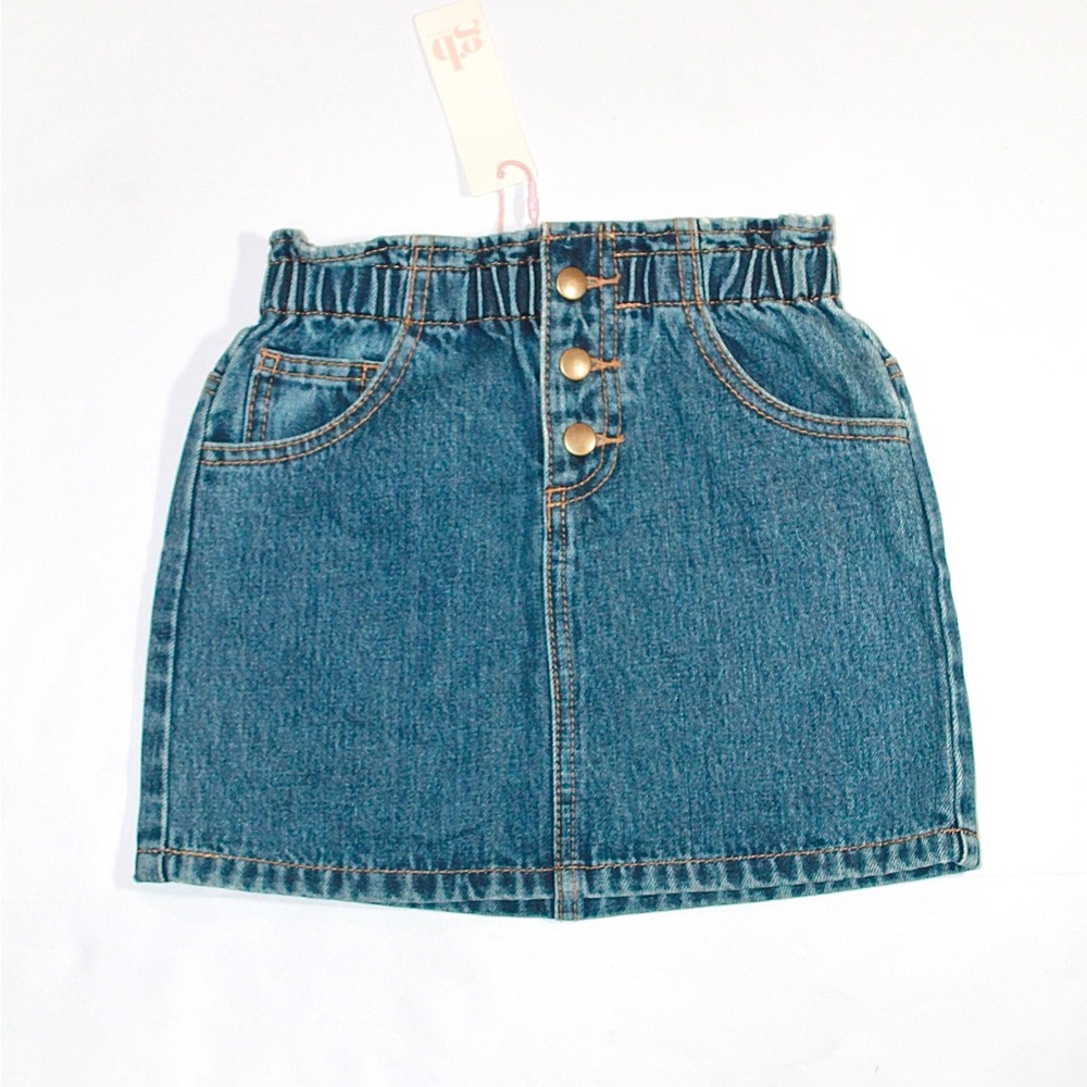 GB Girls Blue Denim Mini Skirt with Button Front